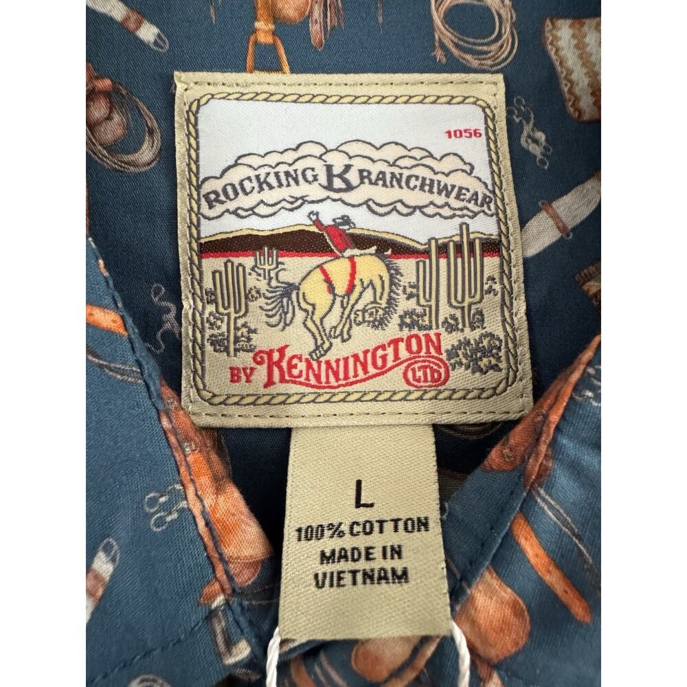 NWT Rocking K Ranchwear Equestrian Saddle Print Long Sleeve Button Shirt Large - Picture 8 of 8